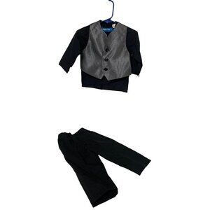 Happy Fella Boys Infant Baby Size 12 months 3 Pc Suit Pants Button Up SHirt Vest